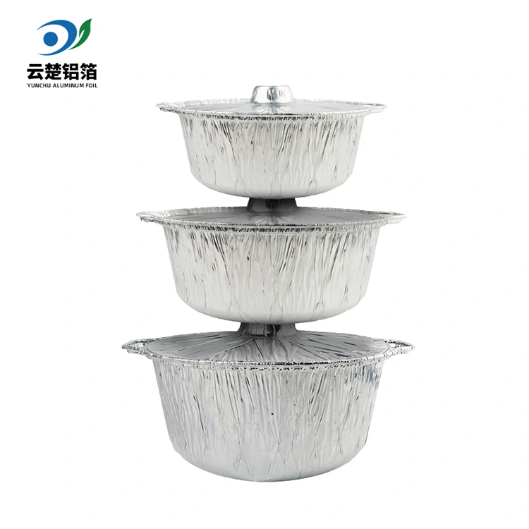 Panci Pot Pot Putar dan Panci Wadah Foil Aluminium Perak