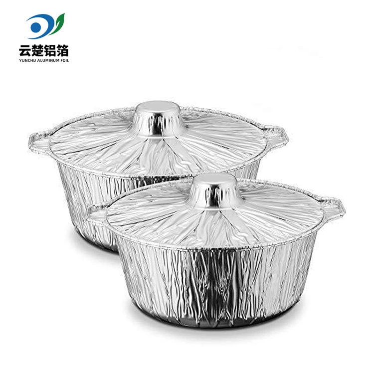 Panci Pot Pot Putar dan Panci Wadah Foil Aluminium Perak