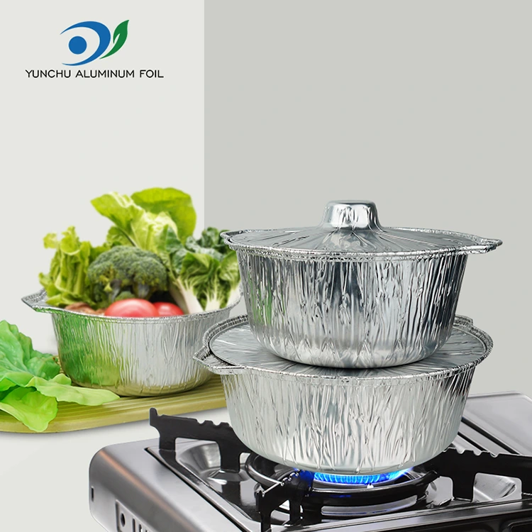 Panci Pot Pot Putar dan Panci Wadah Foil Aluminium Perak