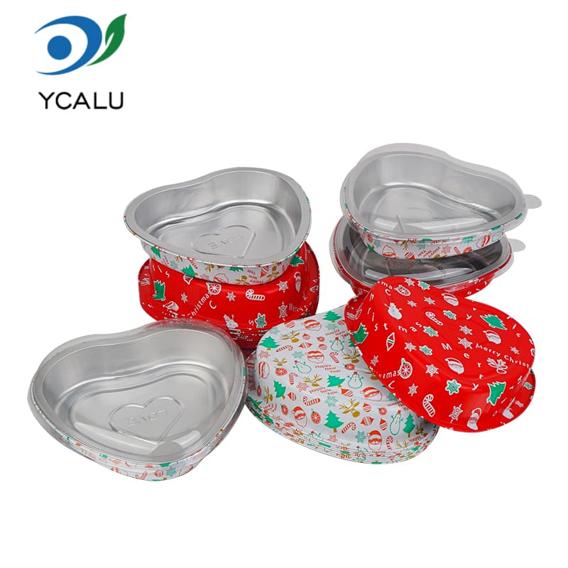 Wadah Kue Aluminium Foil Berbentuk Hati Kustom Natal