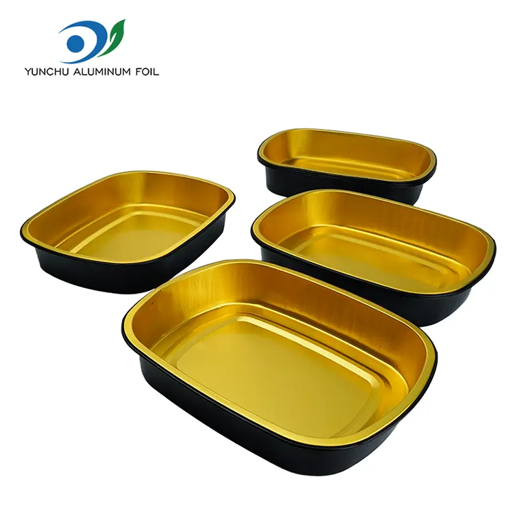 Baki Gold Black Black Baki Kontaner Aluminium Foil Persegi Panjang