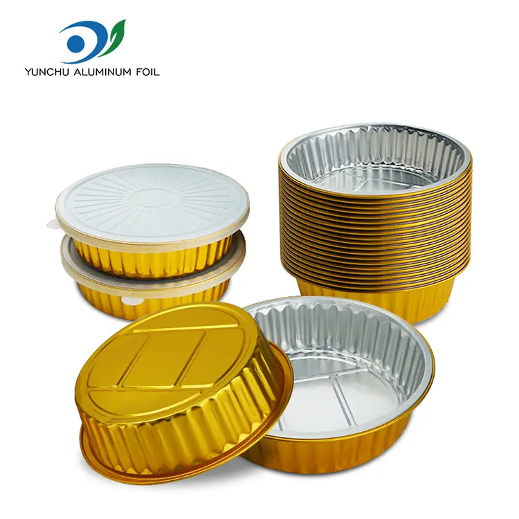 Disposable Gratin Golden Round Aluminium Foil Containers
