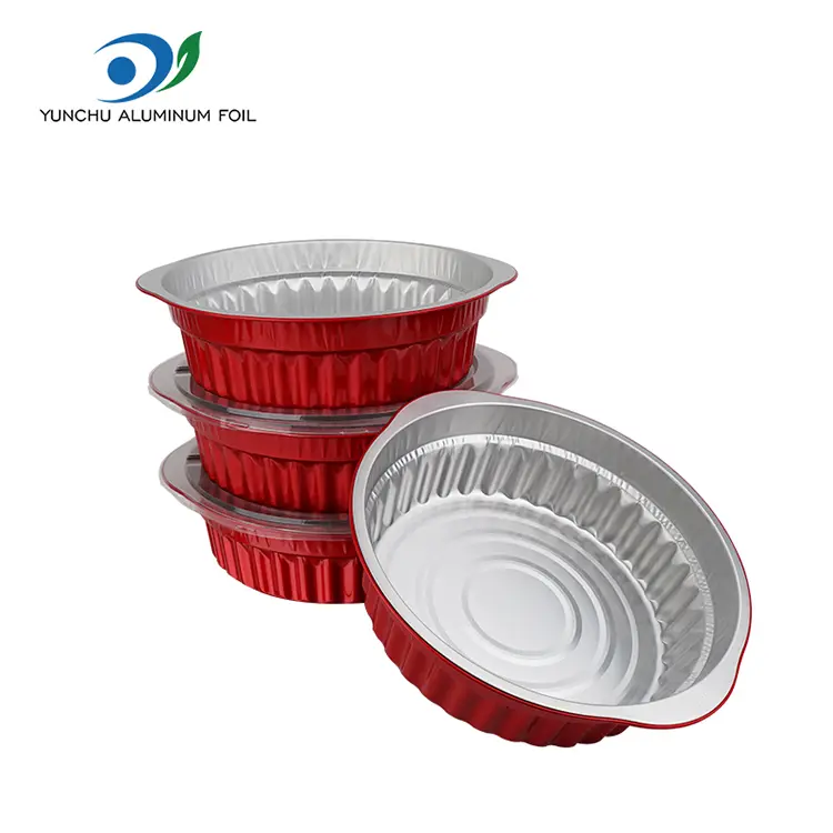 Panci Pot Pot Pawai dan Panci Wadah Foil Aluminium Merah