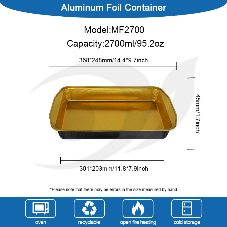 Wadah Aluminium Foil berkemah emas hitam berkapasitas besar sekali pakai