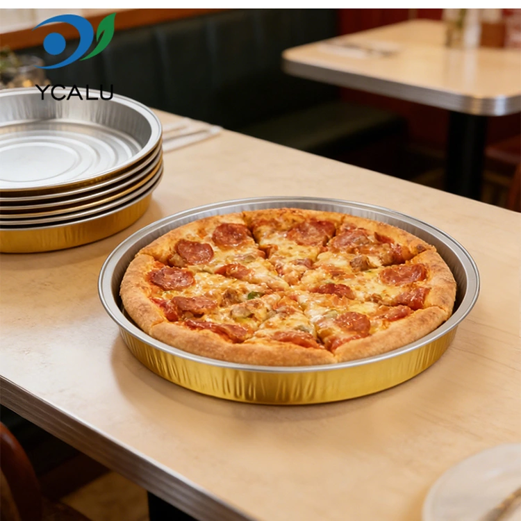 Loyang pizza sekali pakai memanggang Wadah Aluminium Foil Bulat