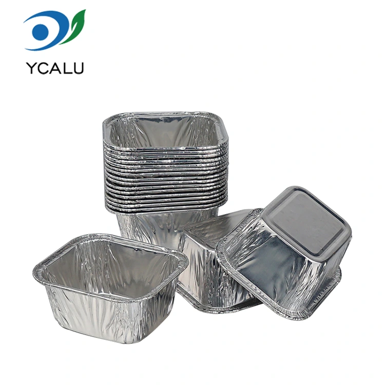 Baki kue persegi panjang sekali pakai Wadah Makanan Aluminium Foil Perak