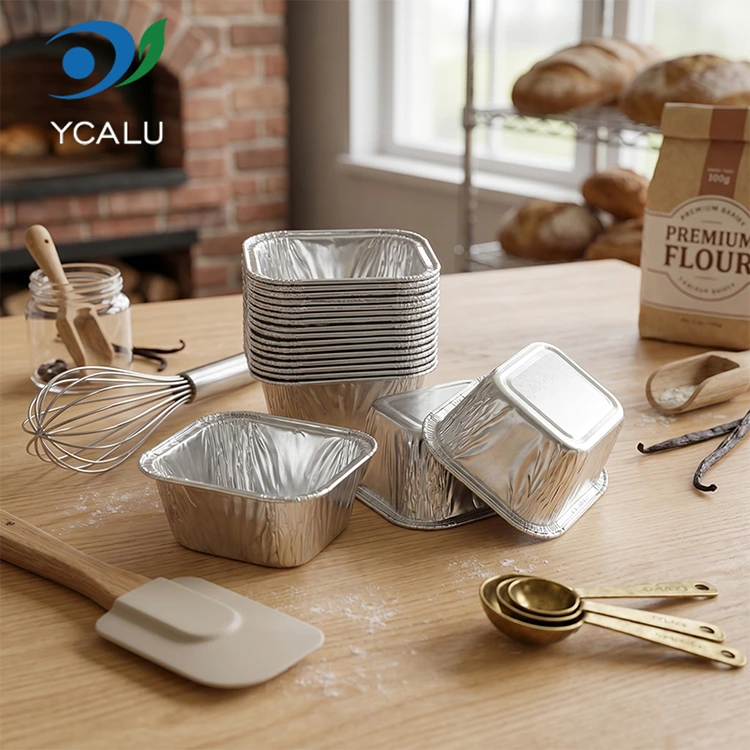 Baki kue persegi panjang sekali pakai Wadah Makanan Aluminium Foil Perak