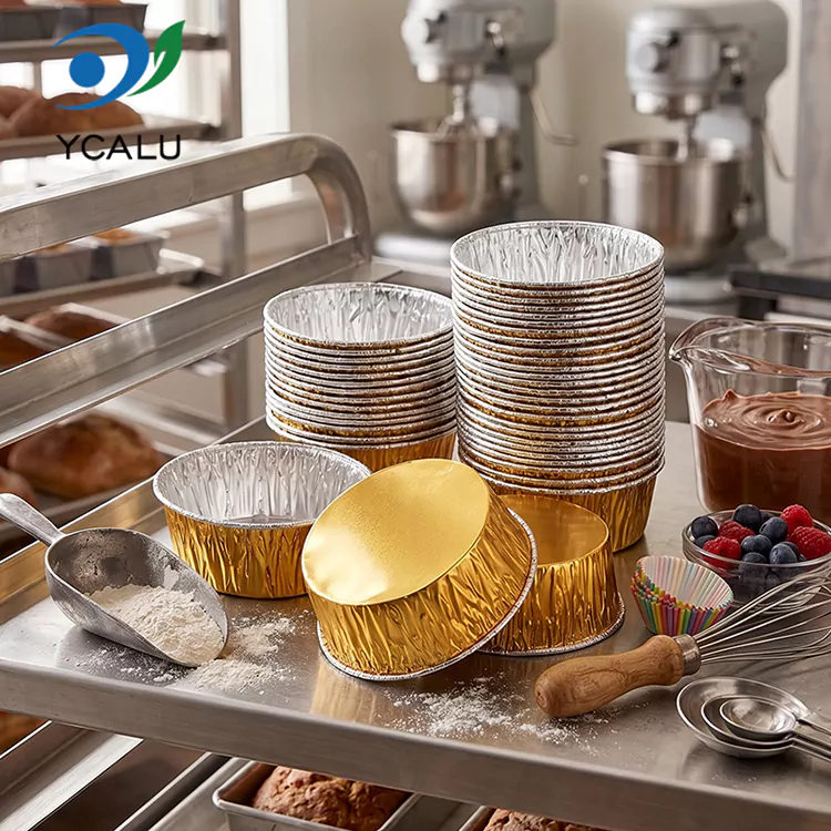 Baki kue bundar sekali pakai Wadah Makanan Aluminium Foil Perak Baki kue bundar sekali pakai Wadah Makanan Aluminium Foil Perak