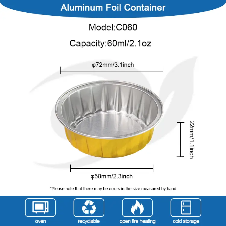Wadah Aluminium Foil Smoothwall Bulat Bulat