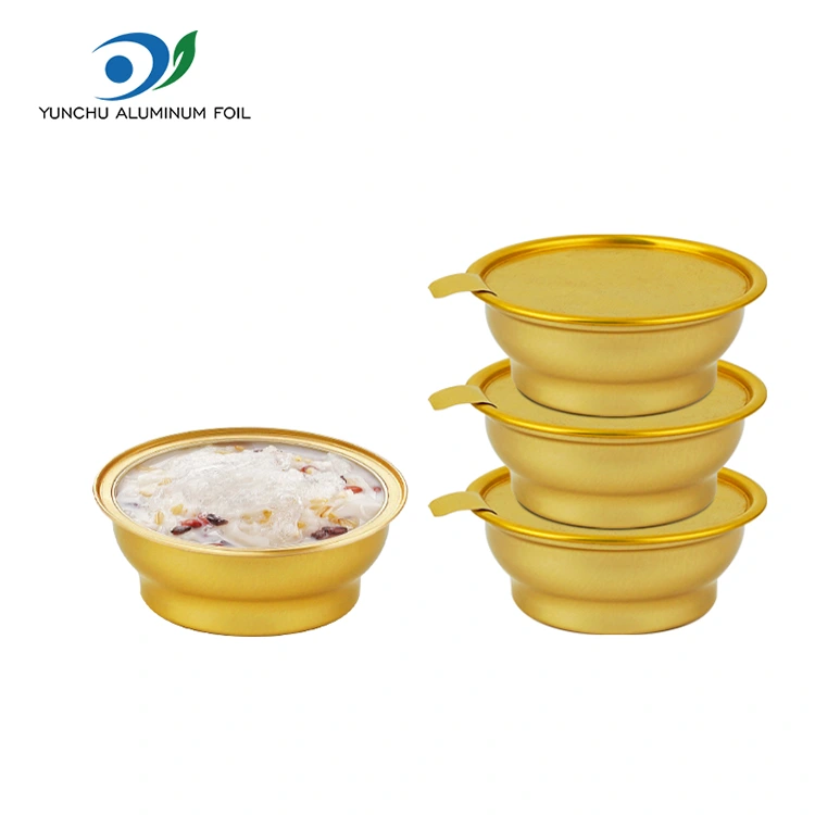 Kotak takeaway bulat sekali pakai mangkuk emas kecil Wadah Aluminium Foil Kotak takeaway bulat sekali pakai mangkuk emas kecil Wadah Aluminium Foil