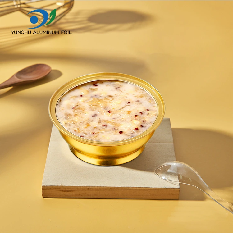 Kotak takeaway bulat sekali pakai mangkuk emas kecil Wadah Aluminium Foil