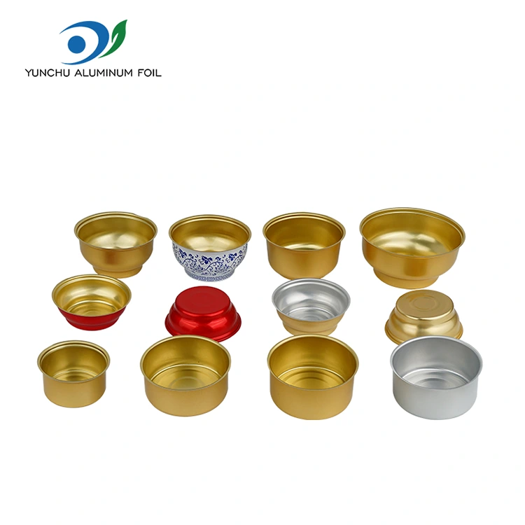 Kotak takeaway bulat sekali pakai mangkuk emas kecil Wadah Aluminium Foil