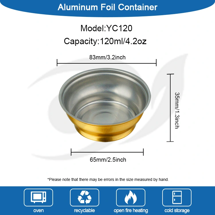 Kotak takeaway bulat sekali pakai mangkuk emas kecil Wadah Aluminium Foil