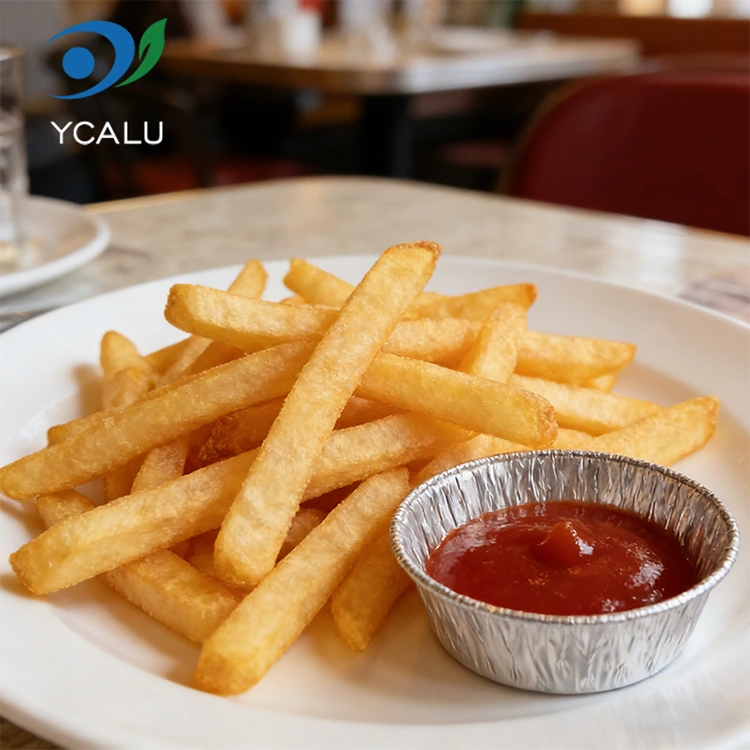 Penggorengan udara celup bulat perak sekali pakai Wadah Makanan Aluminium Foil Perak