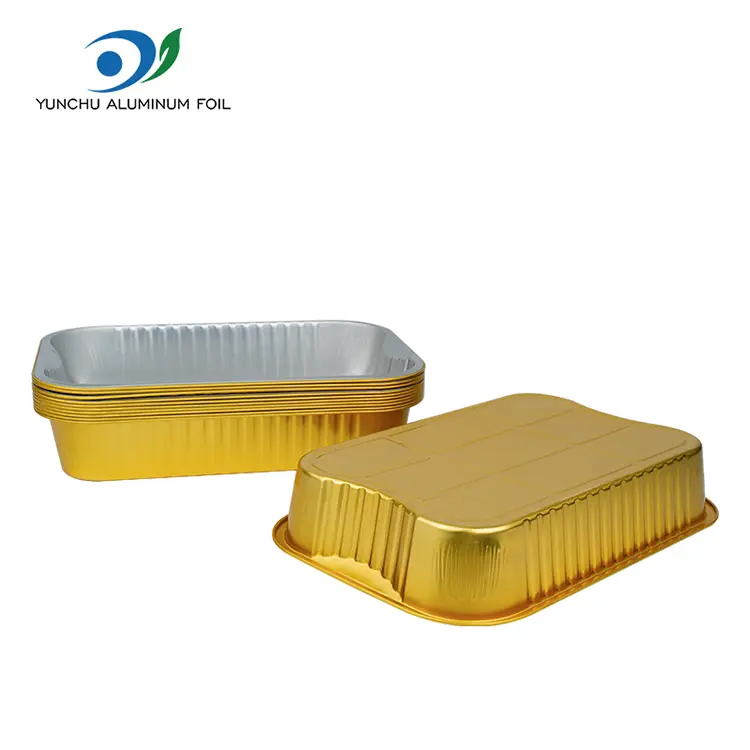 Baki Kue Takeaway sekali pakai Wadah Foil Aluminium Emas
