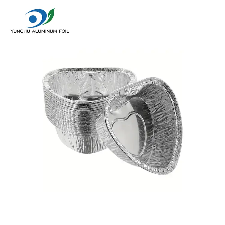 Kue Kue Berbentuk Hati Perak Aluminium Foil Containers