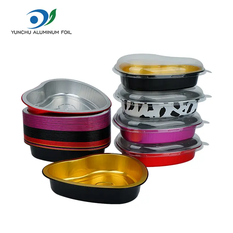 Kue kue berbentuk hati smoothwall aluminium foil wadah