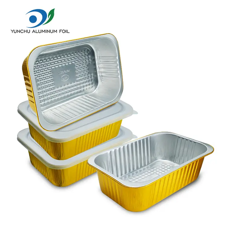 Kapasitas besar wadah aluminium emas persegi panjang