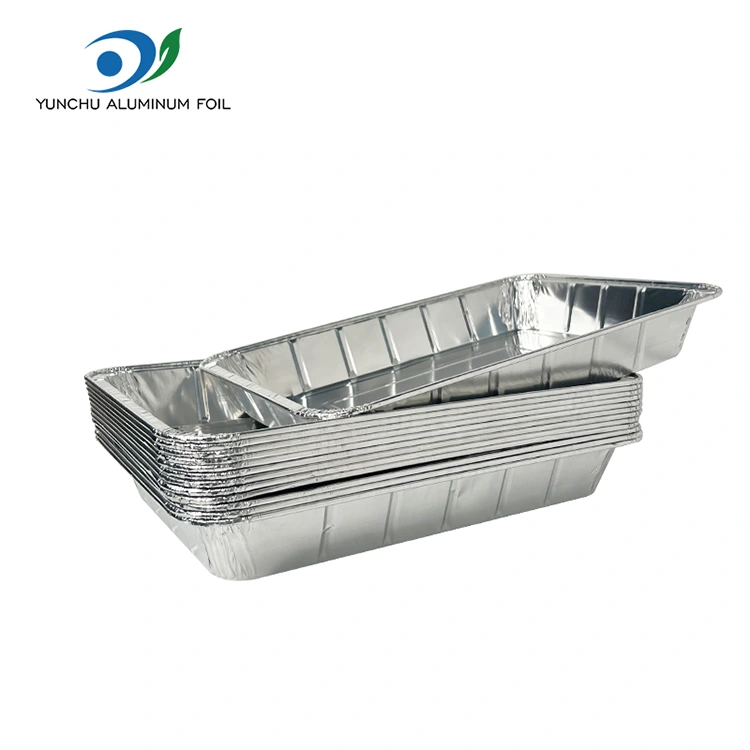 Ikan pemanggang besar -besaran memanggang wadah aluminium perak aluminium