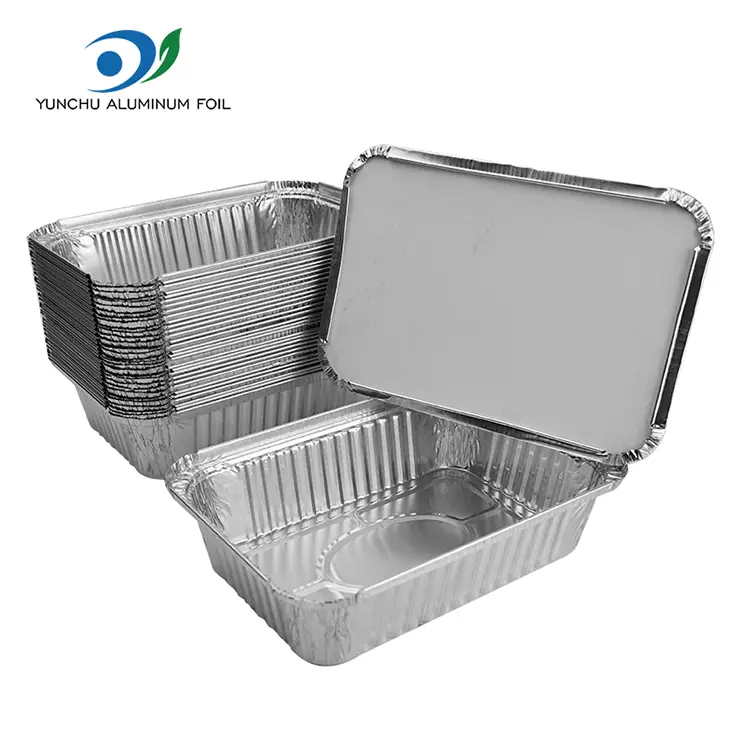 Kontainer foil aluminium perak fryer perak persegi panjang