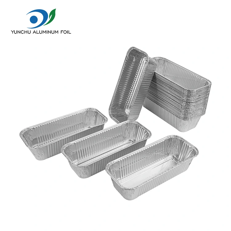Kontainer foil aluminium perak aluminium perak persegi panjang
