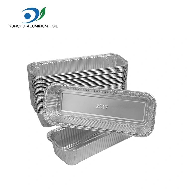 Baguette persegi panjang wadah aluminium perak