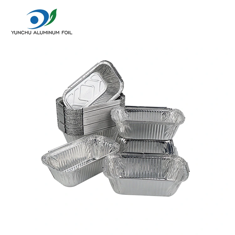 Wadah foil aluminium perak panggang persegi panjang