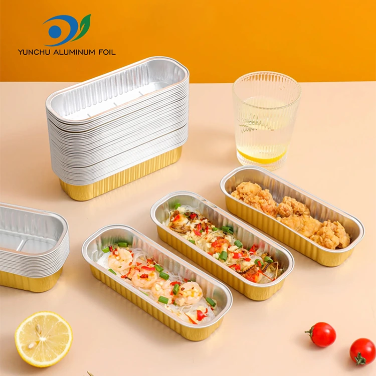 Kue kue persegi panjang smoothwall aluminium foil wadah