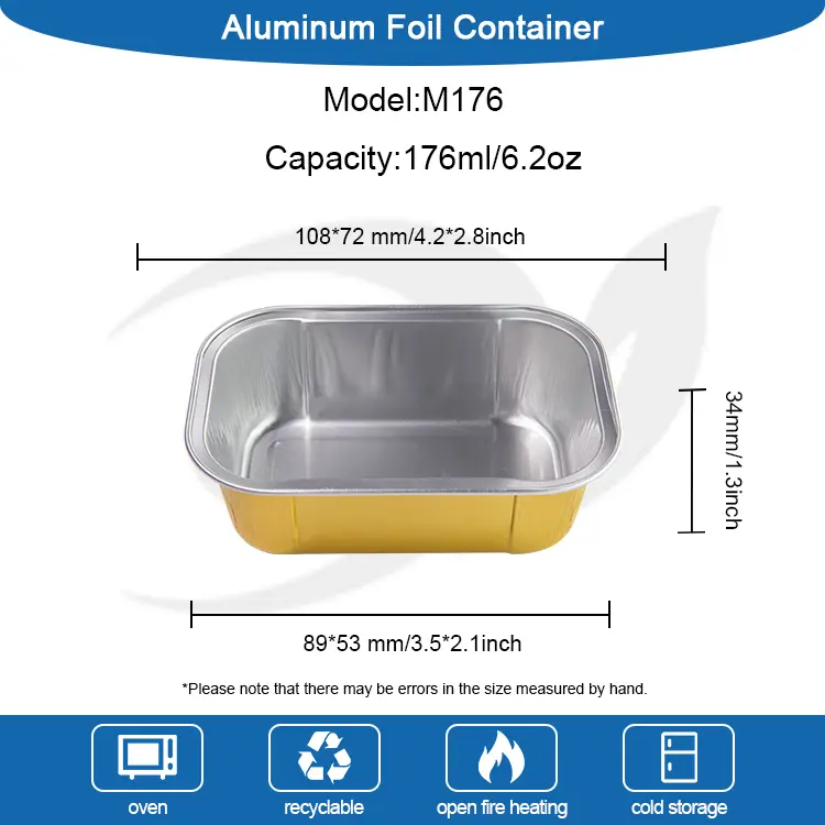 Warna Baking Persegi Panjang Smoothwall Aluminium Foil Container