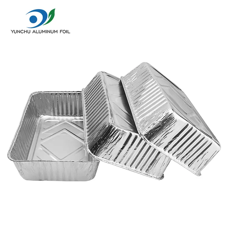 Roti aluminium aluminium perak persegi panjang wadah foil