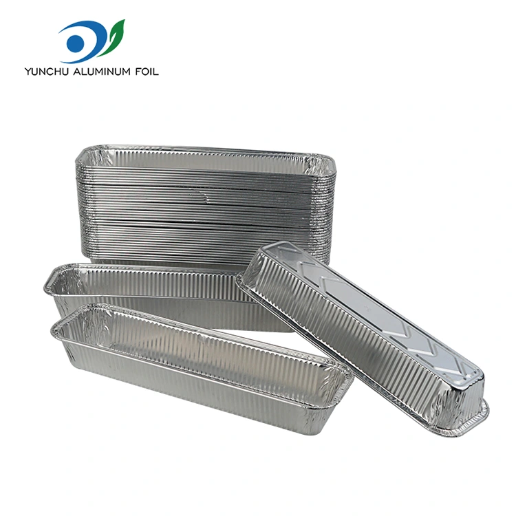 Baki roti persegi panjang memanggang wadah foil aluminium perak Baki roti persegi panjang memanggang wadah foil aluminium perak