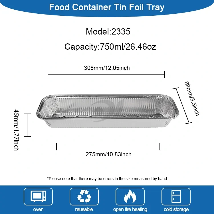 Baki roti persegi panjang memanggang wadah foil aluminium perak