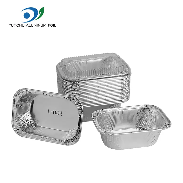 Kue persegi panjang memanggang wadah aluminium perak