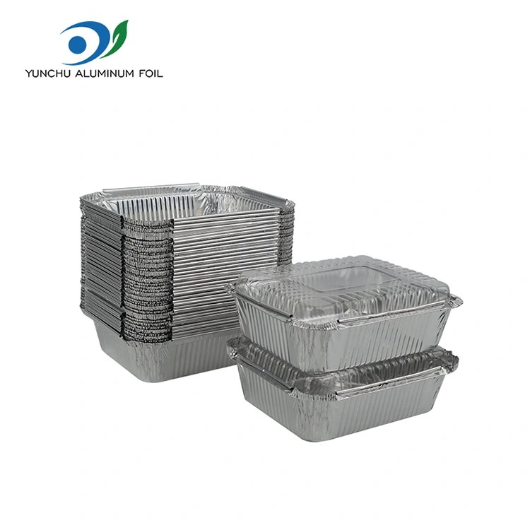 Gratin persegi panjang dikemas wadah foil aluminium perak