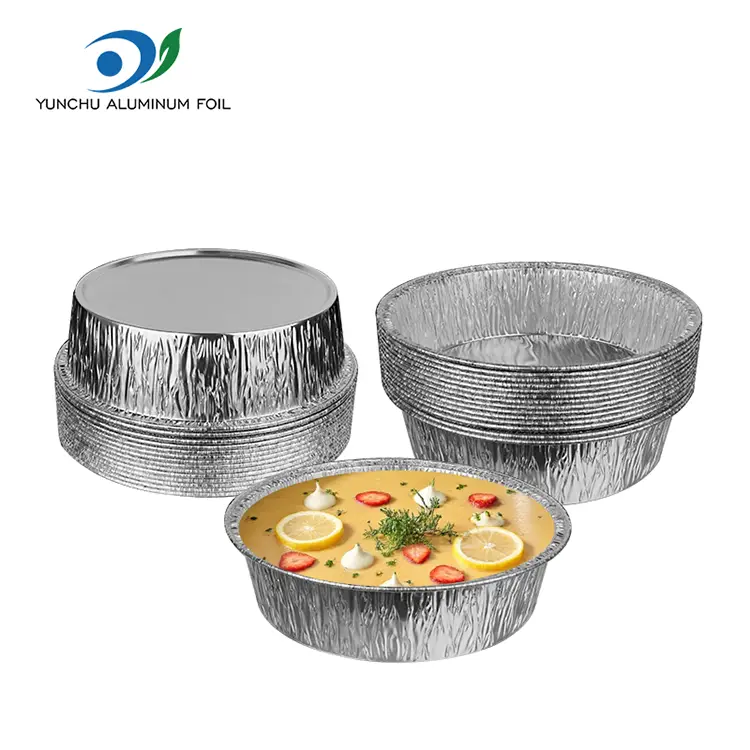 Kontainer foil aluminium perak bundar udara