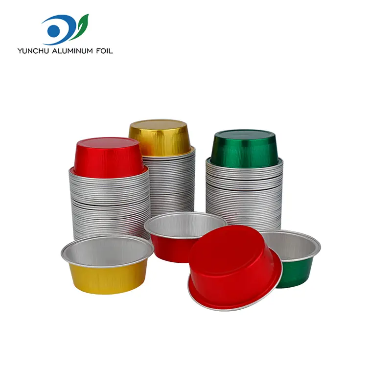 Cangkir kue makanan penutup bundar smoothwall aluminium foil wadah