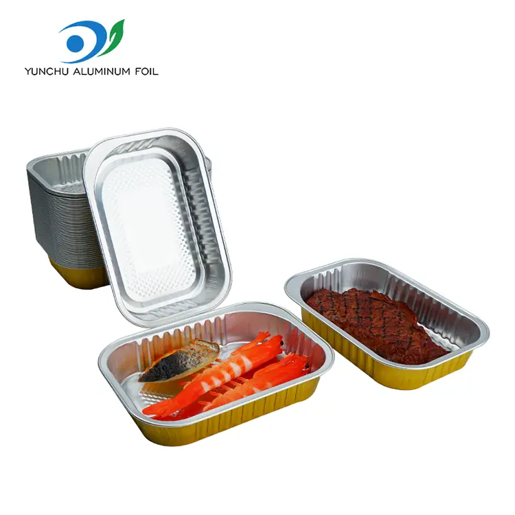 Dining Square Takeaway Golden Aluminium Foil Containers