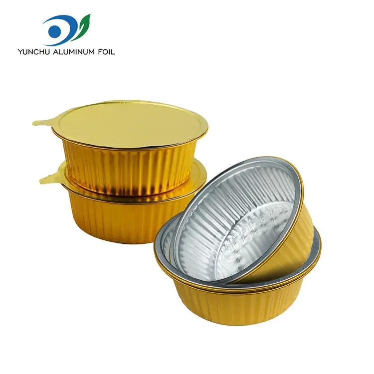 Takeaway Pot Hot Small Golden Round Aluminium Foil Containers